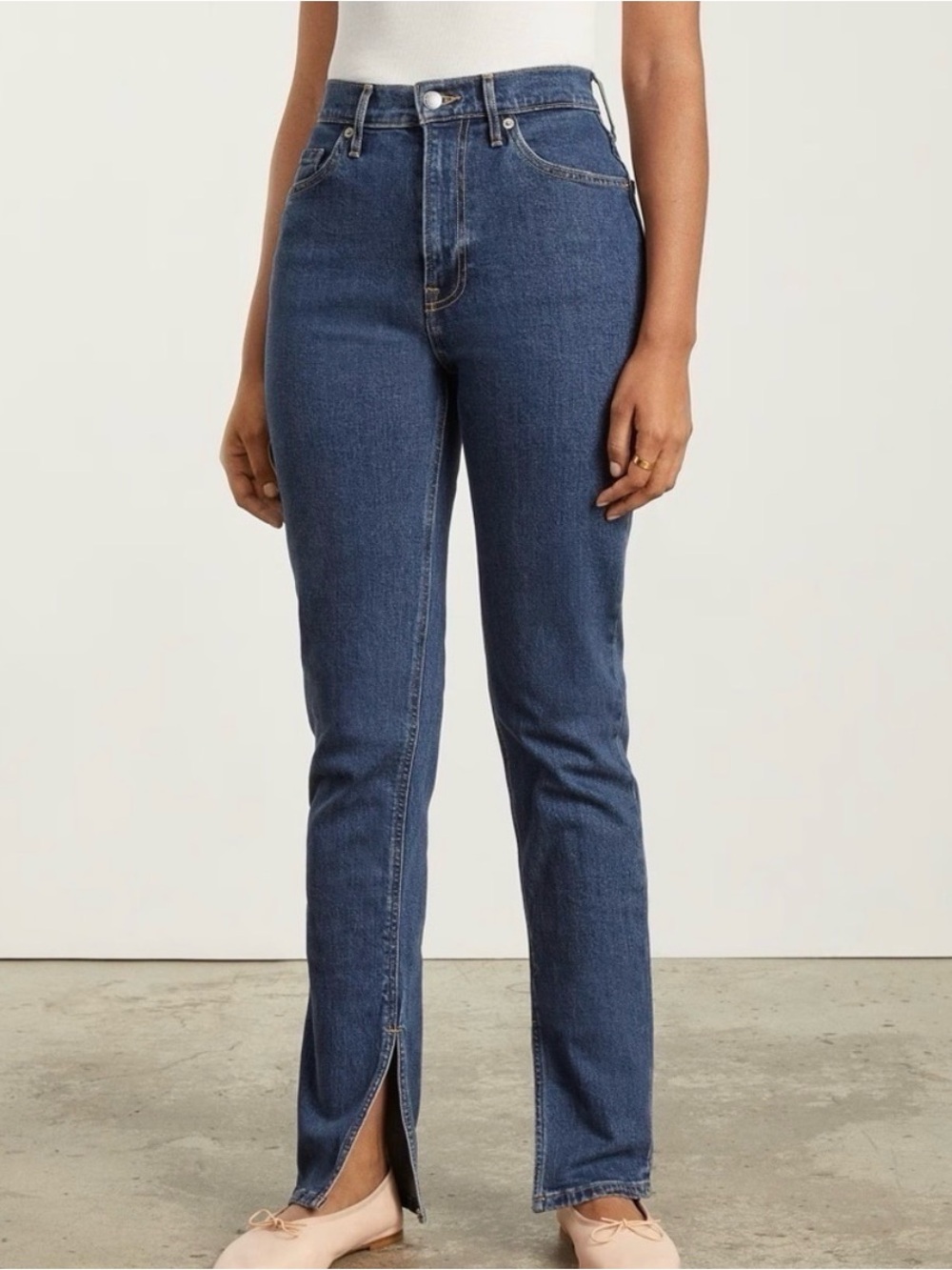 Everlane The Cheeky Split-Hem Jean Straight High Waist cotton jean size 33 NWT